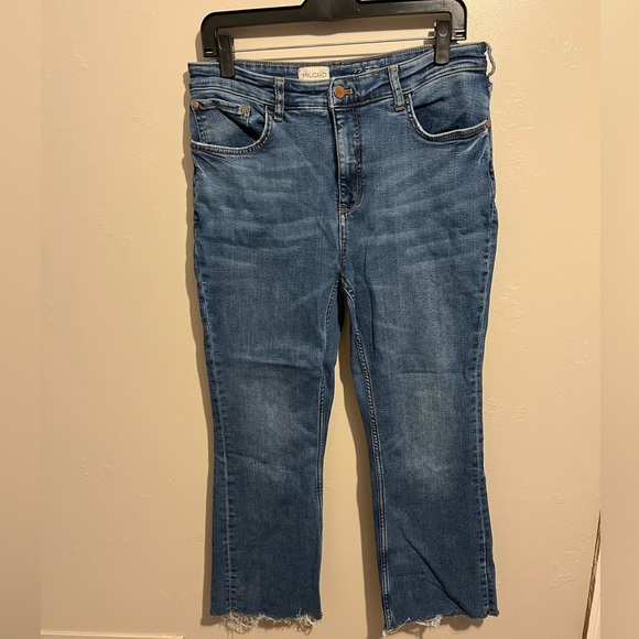 Pilcro Blue Denim Flare Cropped Jeans Women’s 32 Classic Casual Cotton Stretch - Picture 3 of 14